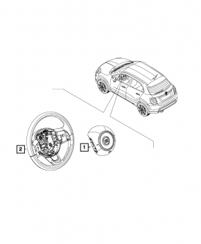 Подушка безопасности airbag в руль водительская Fiat 500X 16-18 дорест стрельнувшая