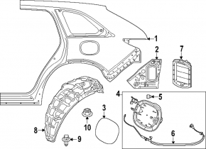 Корпус лючка бензобака Mazda CX-90 24-26 PHEV с замком, датчиком и проводкой