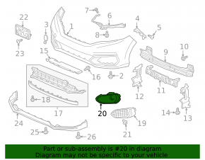 Решетка бампера левая Honda Fit 15-20 2018-20, with fog lamps