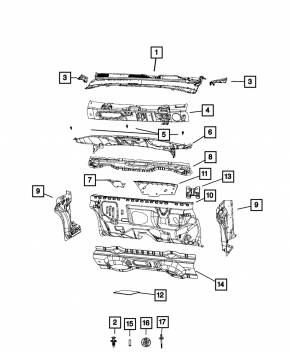 Решетка дворников пластик Jeep Compass 17-26