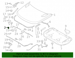 Відбійник капота внутрішні Land Rover Range Rover Velar 18-23