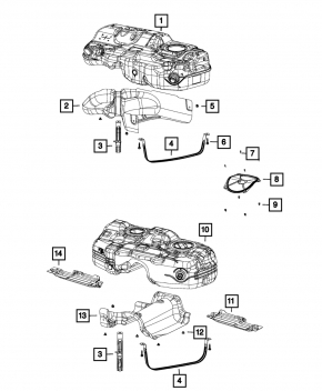 Топливный бак Jeep Cherokee KL 15-22 FWD