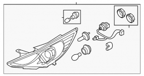 Фара передняя левая Hyundai Sonata 11-15