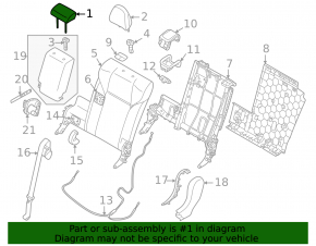 Подголовник 2 ряда центральный Mitsubishi Outlander 22-26 кожа серая