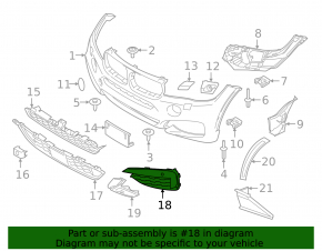 Нижняя решетка переднего бампера левая BMW X6 F16 15-19 M pack