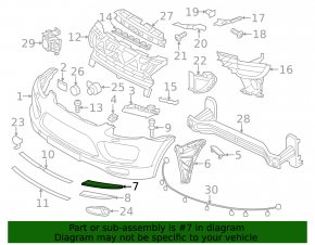 Накладка решетки переднего бампера левая Porsche Cayenne 958 11-14 верхняя 3.6, 3.0d
