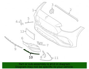 Молдинг переднього бампера нижній лівий Mercedes C-class W206 300 22-25 AMG pkg, хром