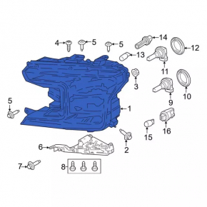 Фара передняя левая Ford F-150 18-20 голая, галоген, сломан корпус, царапины