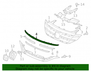 Молдинг верхний решетки радиатора grill Honda CRV 12-14 дорест