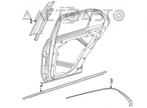 Молдинг двери верхний задний левый Mercedes W167 GLE 350 450 20-26 хром с уплотнителем стекла