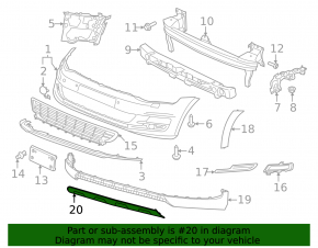Накладка губы переднего бампера VW Golf 17-19 Alltrack