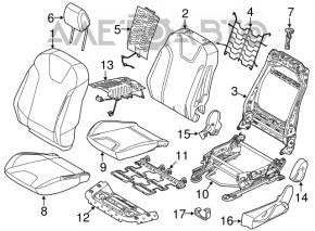 Пассажирское сидение Ford Focus mk3 11-14 дорест, без airbag, ткань беж