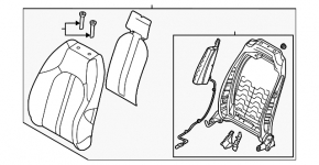 Пассажирское сидение Hyundai Sonata 20-22 с airbag, электрическое, комбинированное черное с красной строчкой