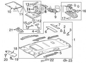 Козырек правый Lexus RX350 RX450h 10-15 серый, без крючка, сломана фишка, под химчистку