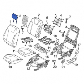 Подголовник передний левый Ford Focus mk3 15-18 рест, тип 2, ткань черная