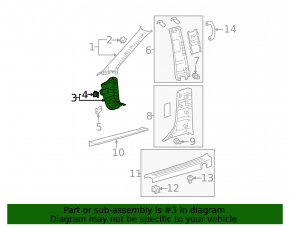Накладка передней стойки нижняя левая Toyota Sienna 15-20 черная