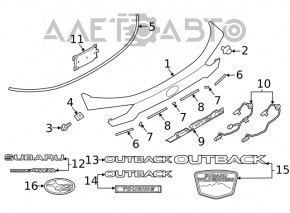 Планка подсветки номера двери багажника Subaru Outback 20-25