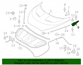 Петля капота правая Hyundai Veloster 12-17
