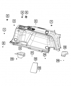 Накладка обшивки арки левая Jeep Grand Cherokee WL 22-26 передняя, черная, пластик
