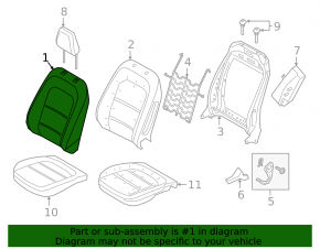 Обшивка подушки водительского сиденья Ford Escape MK4 20-22 кожа черная, перфорация, подогрев