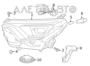 Фара передня права в зборі Toyota Rav4 16-18 LED