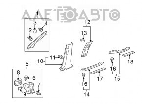 Накладка центральной стойки нижняя правая Acura MDX 07-09 черн