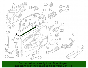 Уплотнитель стекла двери передней правой внутренний Audi A3 8V 16-18 5d