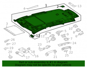 Обшивка потолка Mercedes W167 GLE 350 450 22-26 под люк, черная, под чистку, окислены фишки проводки