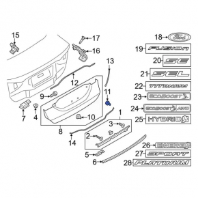 Отбойник крышки багажника левый Ford Fusion mk5 13-20 на кузове