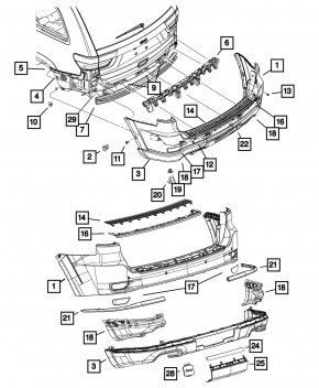 Тепловой экран заднего бампера правый Jeep Grand Cherokee WK2 11-22