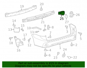 Парктроник заднего бампера Lexus RX350 RX450h 10-12 дорест, без кольца
