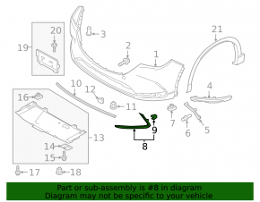 Молдинг переднего бампера левый Mazda CX-9 16-23 хром
