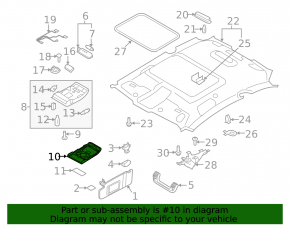 Плафон освещения передний в сборе Audi A4 B8 13-16 рест, седан, под люк,черны