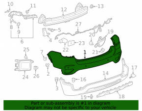 Бампер задний голый Chevrolet Trax 17-22 под парктроники без keyless
