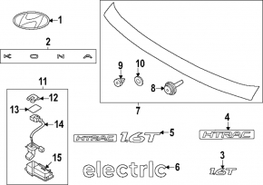 Накладка двери багажника Hyundai Kona 23-26 Electric черный