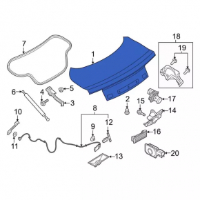 Крышка багажника Ford Mustang mk6 15-23 кабрио под спойлер