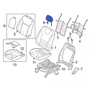 Подголовник 2 ряда центральный Ford C-max MK2 13-16 ткань бежевая, под чистку