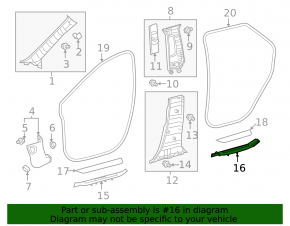 Накладка порога внутренняя задняя правая Lexus RX350 RX450h 16-19 черная с хромом