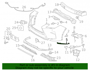 Губа переднего бампера левая Lexus RX350 RX450h 16-19 F-Sport