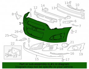 Бампер передний голый Chevrolet Sonic 12-16 без крюка