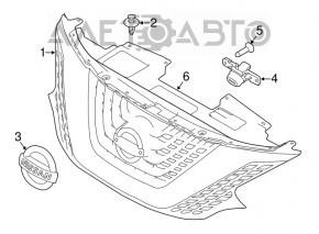 Грати радіатора grill зі значком Nissan Murano z52 19-24 рест, чорний глянець з хром