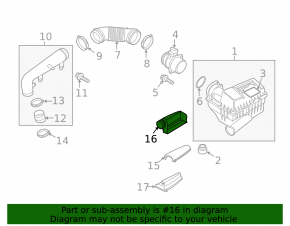 Воздухоприемник в сборе 3 части VW Passat b7 12-15 USA 3.6