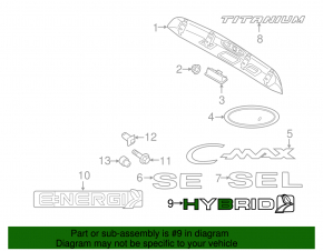 Эмблема надпись Hybrid двери багажника Ford C-max MK2 13-18