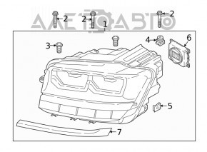 Фара передняя левая VW Atlas 18-20 в сборе с хромом и блоком