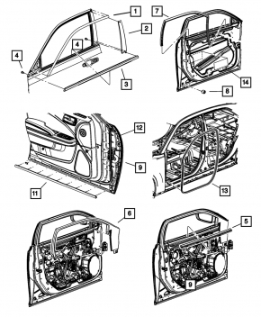 Уплотнитель двери передней левой Chrysler 300 11-23