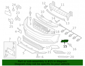 Крепление переднего бампера правое VW Jetta 15-18 USA