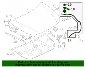 Трос открытия замка капота Subaru Outback 15-19 с ручкой