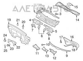 Уплотнитель решетки дворников Audi A4 B8 08-16