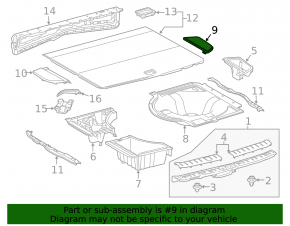 Пол багажника правый Lexus RX350 RX450h 16-22 черный