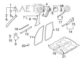 Накладка передней стойки правая Subaru Forester 08-13 SH серая